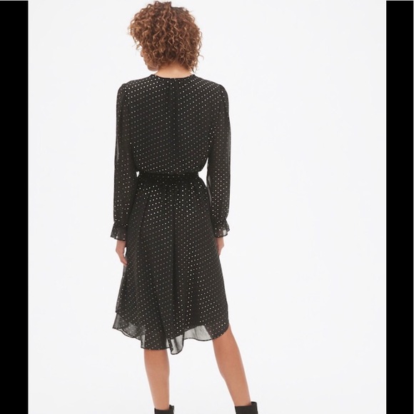 GAP - Metallic Print Sheer Sleeve Midi Dress NWT - Picture 4 of 6